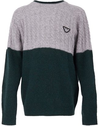 Armani Junior Green and Grey blended jumper