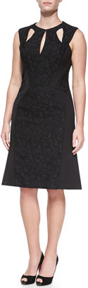 J. Mendel Cutout A-Line Dress with Jersey Inserts