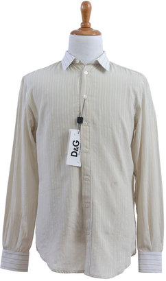 D&G 1024 Dolce & Gabbana D&G 'Medium' Striped Beige Long Sleeve Casual Shirt US XS EU 46