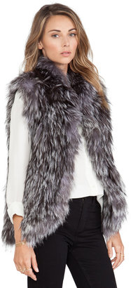 Adrienne Landau Knit Silver Fox Fur Vest