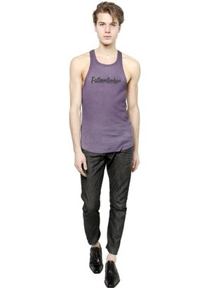 DSquared 1090 Crackled Print Ribbed Cotton Tank Top