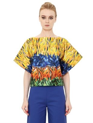 Space Style Concept Feather Printed Techno Duchesse Top