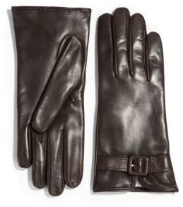 Saks Fifth Avenue Leather Buckle Gloves