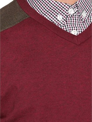 Goodsouls Mens V Mock Shirt Knit - Burgundy Marl