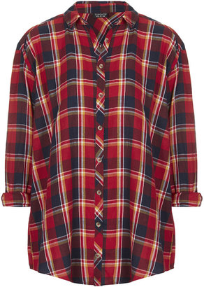 Topshop Long sleeved oversized checked shirt. 100% cotton. machine washable.