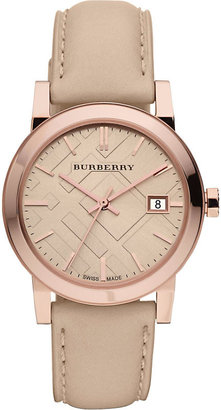 Burberry BU9109 rose gold-plated and leather strap