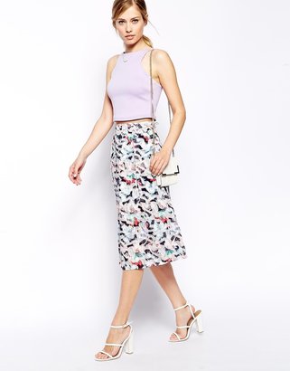 ASOS Midi Skirt in Floral Burnout - Multi