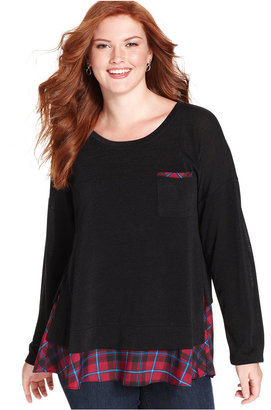 Style&Co. Plus Size Layered-Look Plaid Top