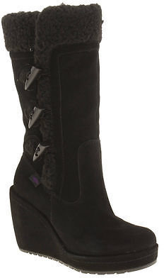 Rocket Dog Biddy Womens Black Suede Casual Wedge Calf Boots