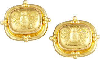 Elizabeth Locke 19k Gold Bee Clip/Post Earrings
