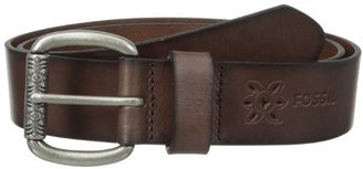 Fossil Women's Etched Brown Roller Belt