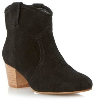 Dune Black suede western style pull on ankle boot