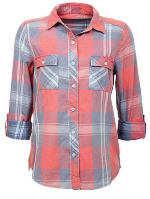 Delia's Red and Blue Plaid Button Down Shirt