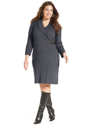 Calvin Klein Size Cable-Knit Sweater Dress