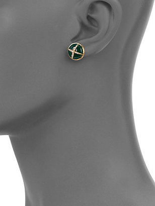 Elizabeth and James Northern Star Green Agate & Pavé White Topaz Stud Earrings