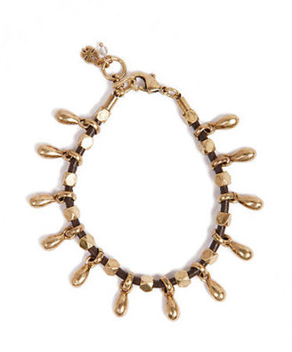 Lucky Brand Gold Tone Bead and Leather Bracelet