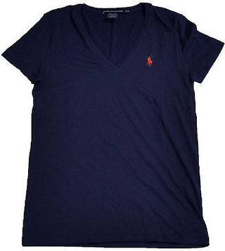 Polo Ralph Lauren T-shirt Jersey Tee Womens Sport V Neck Top Blue Label Nwt New
