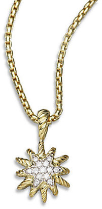 David Yurman Diamond & 18K Gold Starburst Pendant Necklace