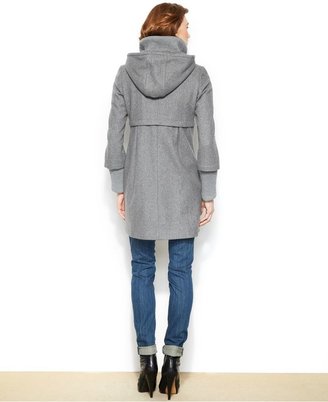 DKNY Petite Hooded Wool-Blend Empire-Waist Coat