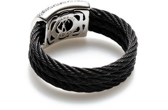 Charriol Celtic Noir Black & Diamond Curved Rectangle Station Ring