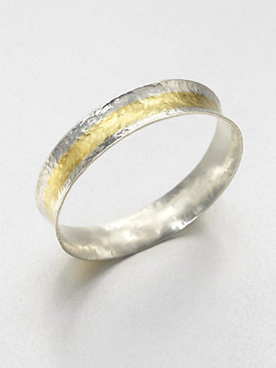 Gurhan Sterling Silver & 24K Yellow Gold Bangle Bracelet/Striped
