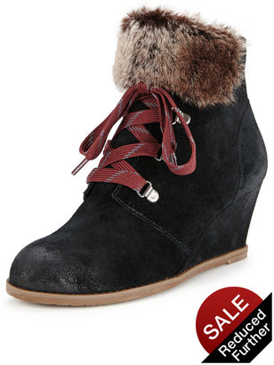 Clarks Lumiere Spin Lace Up Wedge Ankle Boots