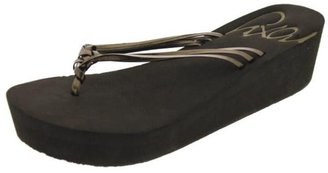Roxy NEW Bronze Metallic Faux Leather Wedges Flip-Flops Shoes 10 BHFO