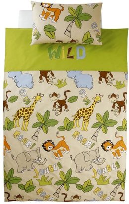 Safari Embroidered Single Bed Duvet Cover And Pillowcase Set