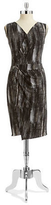 T Tahari Lynlee Printed Wrap Dress-BLACK COMBO-6