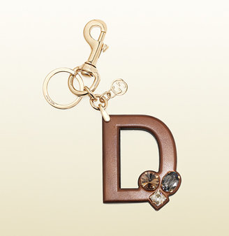 Gucci D leather charm with swarovski crystals