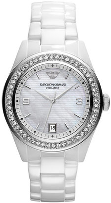 Emporio Armani Watch, Women's White Ceramic Bracelet AR1426