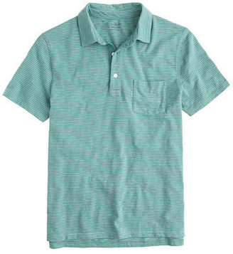 J.Crew Textured cotton polo in faded spruce stripe