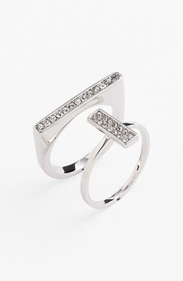 Ariella Collection Pavé Bar Rings (Set of 2)