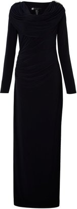 JS Collections Long sleeved cowl front evening dress