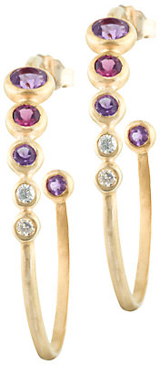 Dower & Hall 18ct Vermeil Faceted Mixed Gemstone Hoop Earrings, Multi