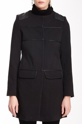 Bebe Faux Leather Piped Coat