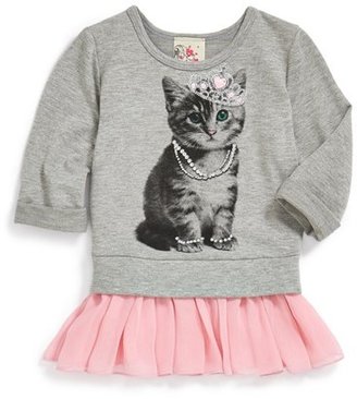 Jenna & Jessie 'Kitty' Ruffle Hem Sweatshirt (Toddler Girls, Little Girls & Big Girls)