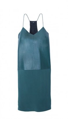 Tibi Silk & Leather Slip Dress