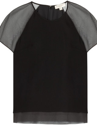 Burberry Crepe Top with Silk Organza Sleeves