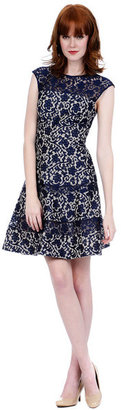 Kay Unger New York Fit and Flare Cocktail Dress in Navy Women