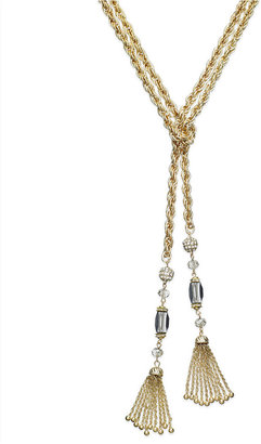 INC International Concepts Gold-Tone Beaded Y-Shaped Tassel Necklace