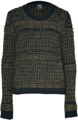 McQ Military Green/Black Hand Knit Pullover