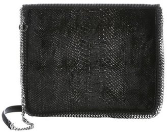 Stella McCartney black faux snakeskin velour 'Falabella' shoulder bag