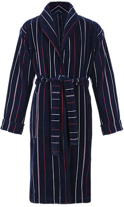 M&s Collection Pure Cotton Striped Velour Dressing Gown