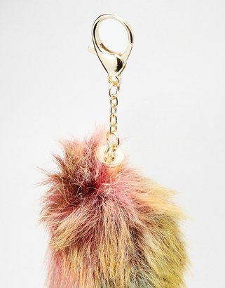 ASOS Faux Fur Rainbow Bag Charm Key Ring