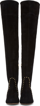 Charlotte Olympia Black Suede Thigh-High Andie Boots