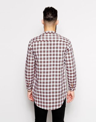Reclaimed Vintage Longline Checked Shirt With Grandad Collar