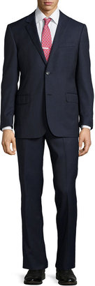 Neiman Marcus Two-Piece Striped Wool Suit, Navy/Black