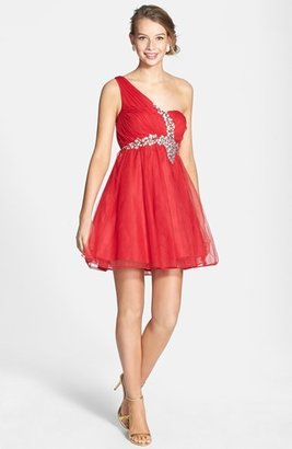 Sequin Hearts Single Shoulder Party Dress (Juniors)