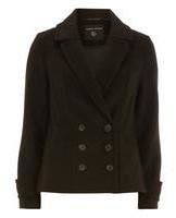 Dorothy Perkins Womens Black Short Pea coat- Black
